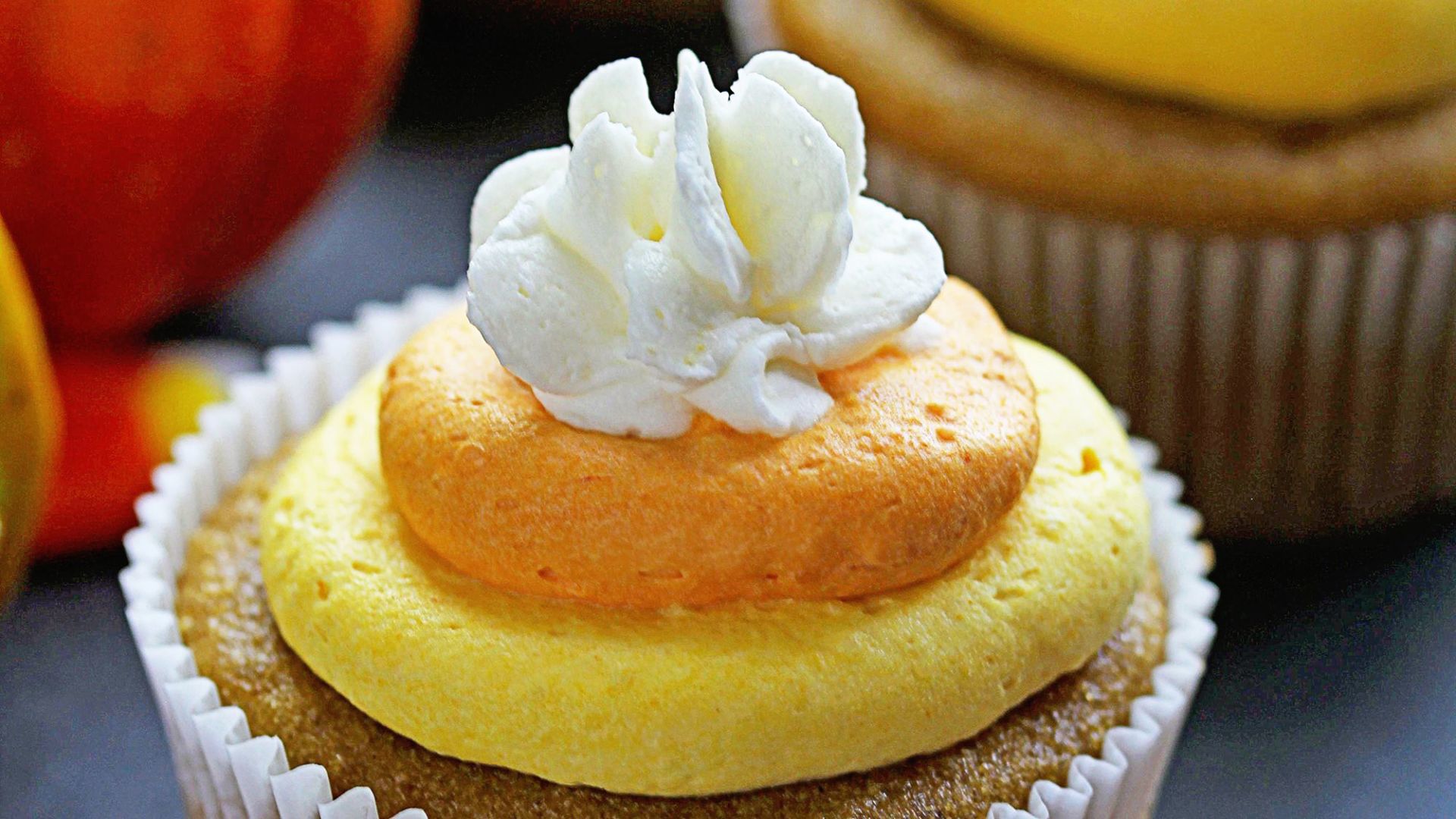 Pumpkin Cupcakes with Candy Corn Buttercream
